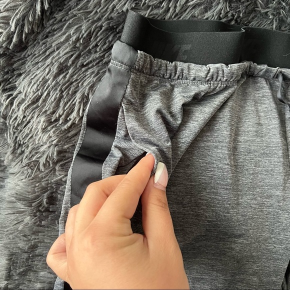 Nike Heather Gray Dri Fit Capri with Black Stripes - Picture 2 of 4